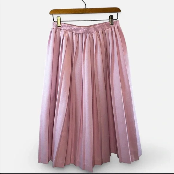 Vintage 90s Pink pleated midi skirt elastic waist Coquette Balletcore - Picture 6 of 6